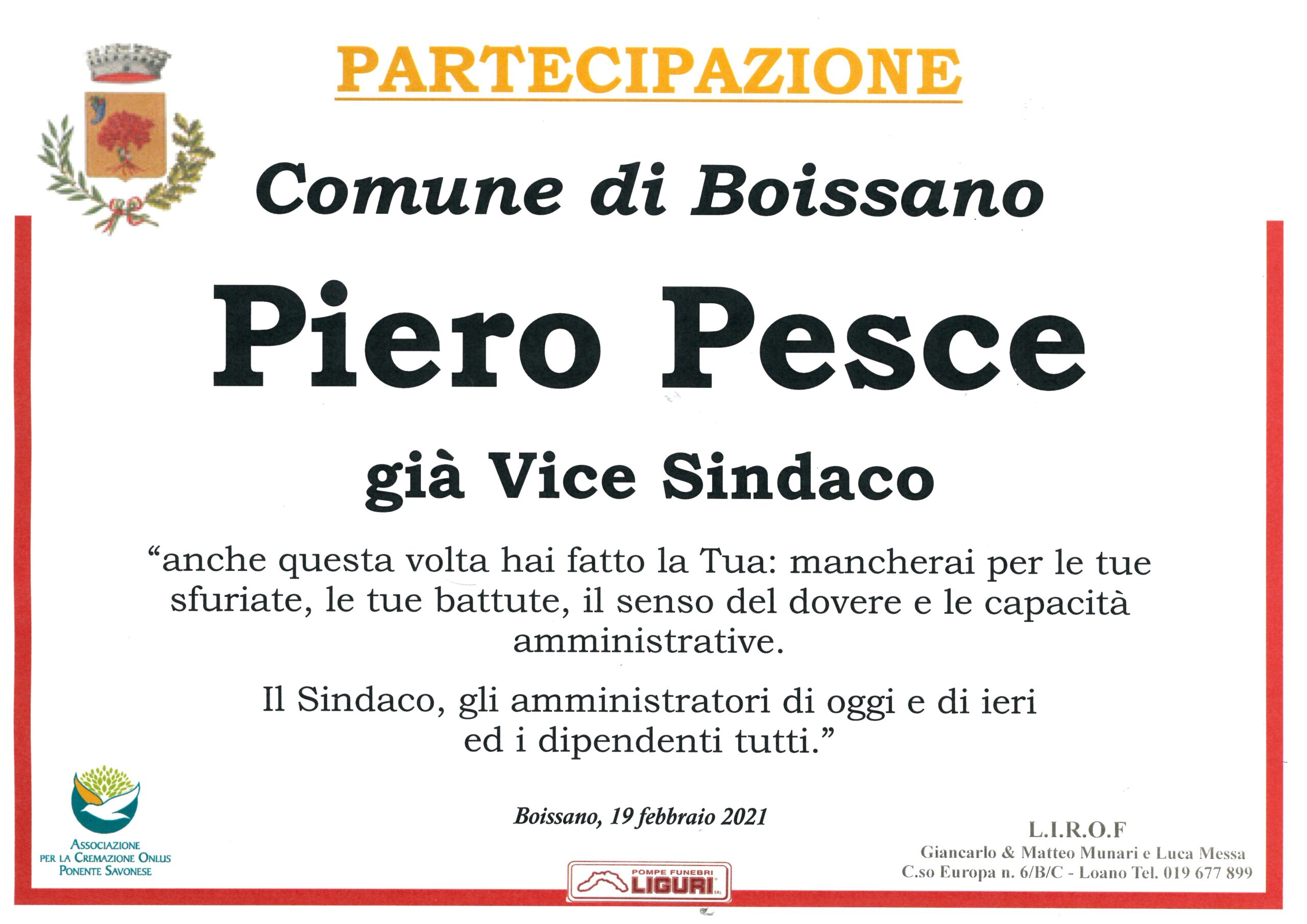 COM. BOISSANO PESCE