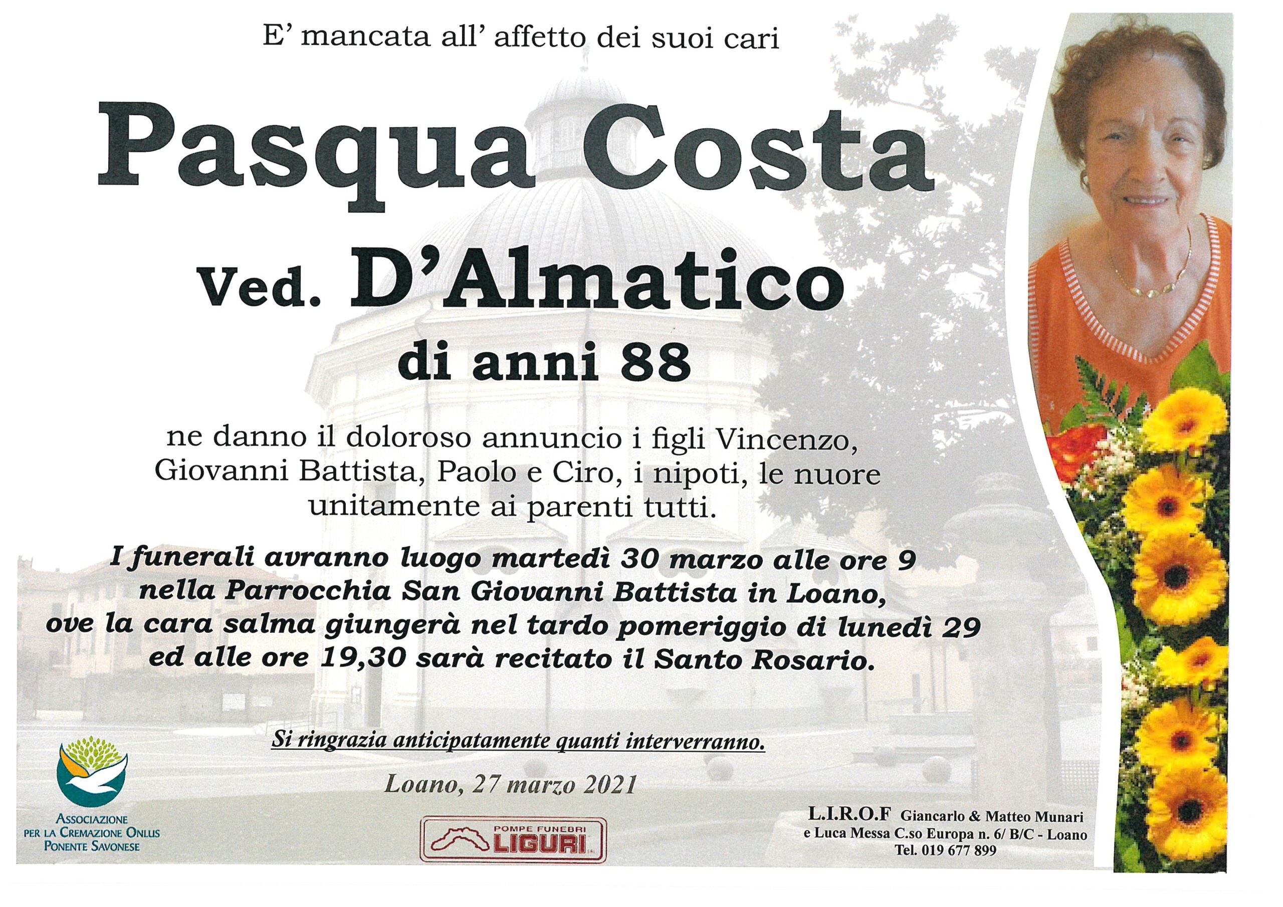 LUTTO PASQUA COSTA