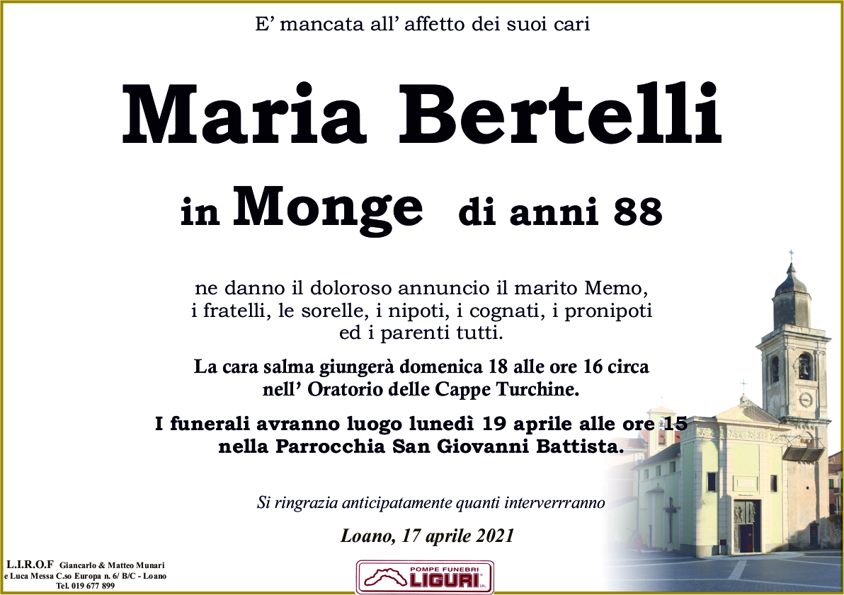 LUTTO BERTELLI MARIA