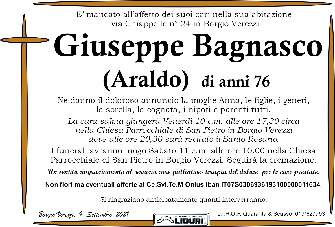 lutto bagnasco